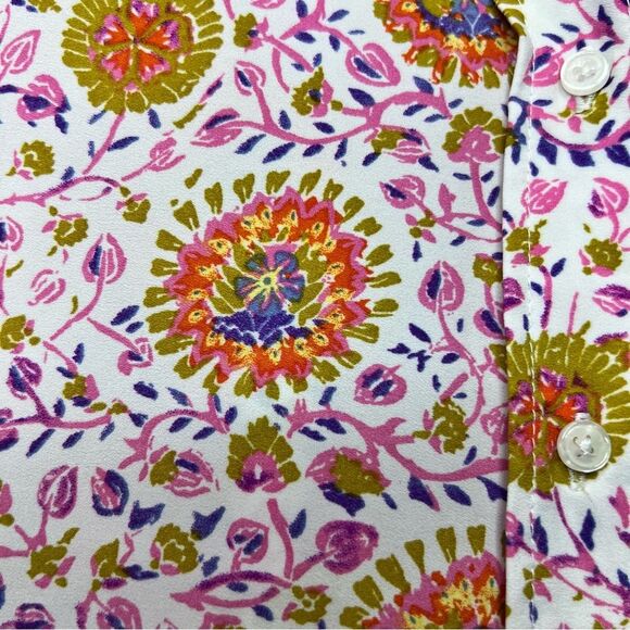 Maison d’Amelie short sleeve button down boho top 🌺 floral 🌺 size XS - Picture 3 of 6